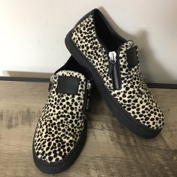 GIUSEPPE ZANOTTI Faux CHEETAH Fur SNEAKERS Shoes - Picture 9 of 9